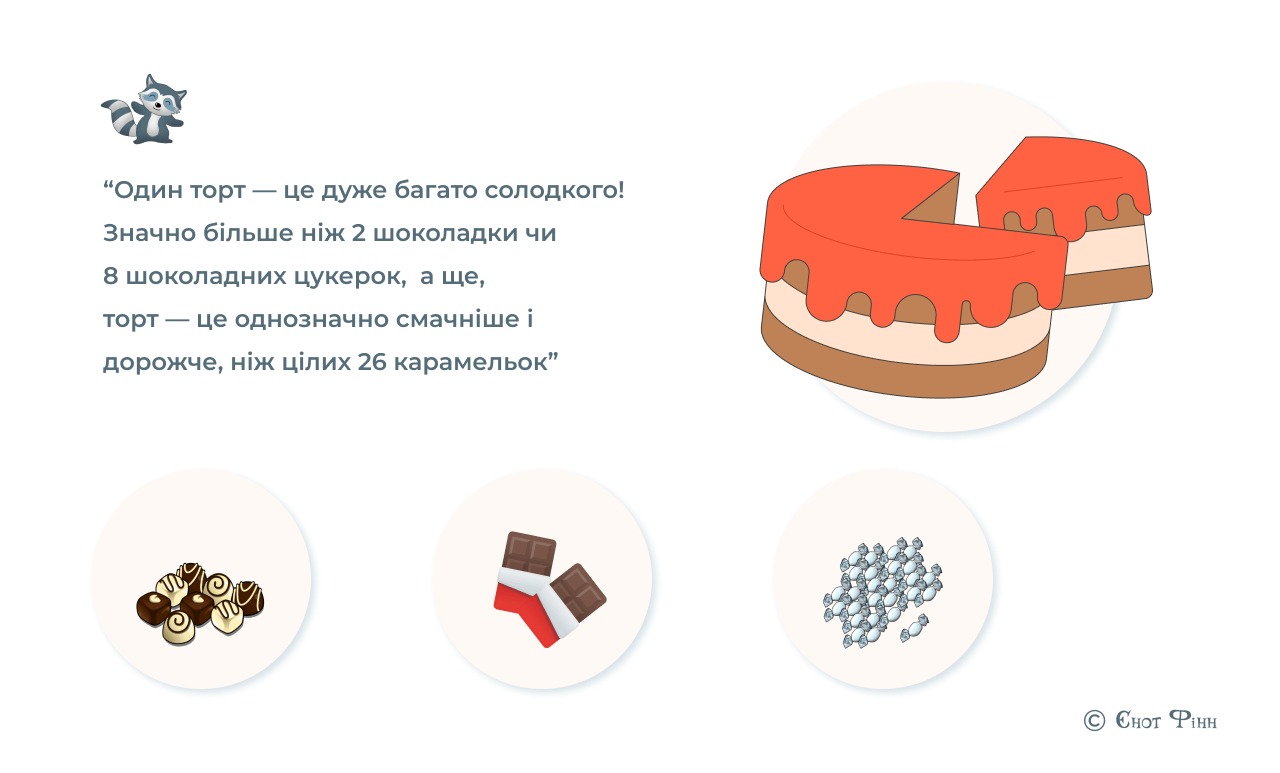 я б ніколи не проміняв свого торта на 26 карамельок